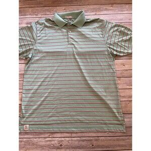Peter Millar XL Summer Comfort Polo Shirt Green orange Striped Stretch Golf